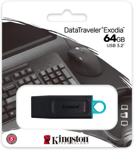 KINGSTON DATA TRAVELER USB FLASH DRIVE 64GB USB 3.2 BLACK