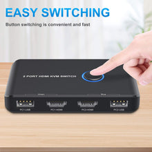 Load image into Gallery viewer, ABLEWE KVM Switch HDMI 2 Port Box, Support UHD 4K@60Hz,with 2 USBCable and 2 HDMI Cable