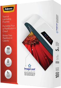 Fellowes Thermal Laminating Pouches, ImageLast, Jam Free, Letter Size, 5 Mil, 100 Pack (52040)