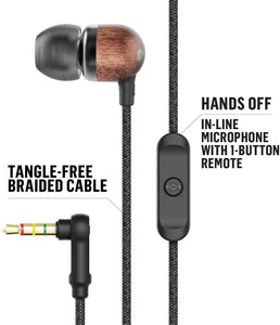 MARLEY SMILE JAMAICA IN EAR EARPHONES ONE-BUTTON BLACK