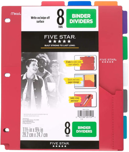 MEAD FIVE STAR TABBED POCKET DIVIDERS