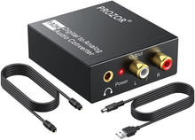 Load image into Gallery viewer, PROZOR 192KHz Digital to Analog Audio Converter DAC Digital SPDIF Optical toAnalog L/R RCA Converter Toslink Optical to 3.5mm Jack Adapter