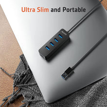 Load image into Gallery viewer, Alxum USB Hub 3.0 4-Port,  USB Extension Hub with 4ft Long Cable, USB 3.0 DataHub with 5V/2A Type-C Charging Port