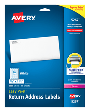 Load image into Gallery viewer, Avery® Easy Peel® Return Address Labels, Sure Feed™ Technology, Permanent Adhesive, 1/2&quot; x 1-3/4&quot;, 2,000 Labels (5267)