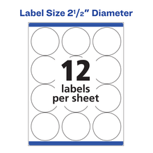 Load image into Gallery viewer, Avery® High Visibility Round Labels with Sure Feed™ for Laser Printers, 2-1/2&quot;, 300 Labels (5294)