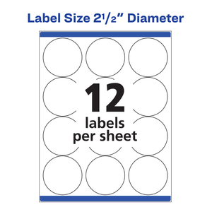 Avery® High Visibility Round Labels with Sure Feed™ for Laser Printers, 2-1/2", 300 Labels (5294)