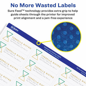 Avery® Waterproof Labels with Ultrahold® Permanent Adhesive, 2" x 4", Laser, 500 Labels (5523)