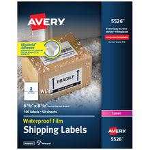 Load image into Gallery viewer, Waterproof Labels with Ultrahold® Permanent Adhesive, Sure Feed™, TrueBlock®, Laser, 100 Labels, 5-1/2&quot; x 8-1/2&quot; (5526)
