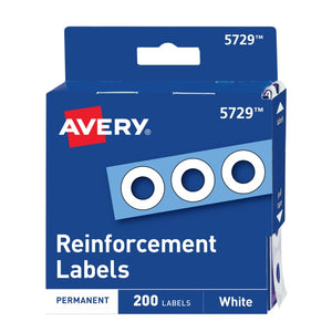 Avery® Self-Adhesive Hole Reinforcement Stickers, 1/4" Diameter, Non-Printable, 200 Total (5729)