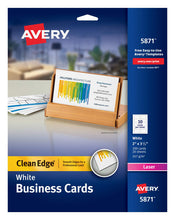 Load image into Gallery viewer, Avery® Clean Edge® Business Cards, Uncoated, Two-Side Printing, 2&quot; x 3-1/2&quot;, 200 Cards (5871)
