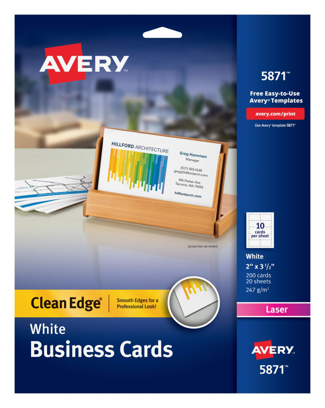 Avery® Clean Edge® Business Cards, Uncoated, Two-Side Printing, 2