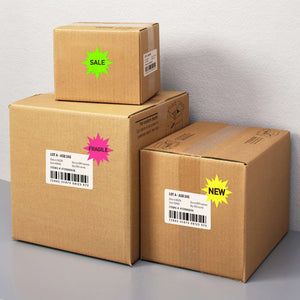 Avery® Neon Address Labels with Sure Feed™ for Laser Printers, 2-1/4", Assorted Colors, 180 Burst Labels (5995)