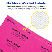 Load image into Gallery viewer, Avery® Neon Address Labels with Sure Feed™ for Laser Printers, 2-1/4&quot;, Assorted Colors, 180 Burst Labels (5995)