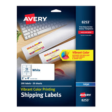 Load image into Gallery viewer, Avery® Color Printing Labels, Sure Feed™ Technology, Permanent Adhesive, Matte, 2&quot; x 4&quot;, 200 Labels (8253)
