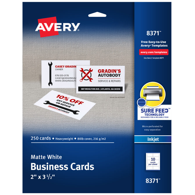 Avery® Printable Business Cards with Sure Feed™, 2