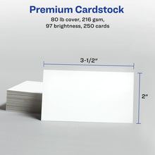 Load image into Gallery viewer, Avery® Printable Business Cards with Sure Feed™, 2&quot; x 3.5&quot;, White, 250 Blank Cards for Inkjet Printers (8371)