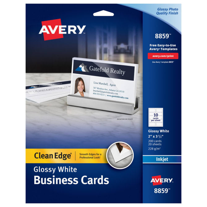 Avery® Clean Edge® Business Cards, Two-Side Printable, Glossy/Matte Back, 2