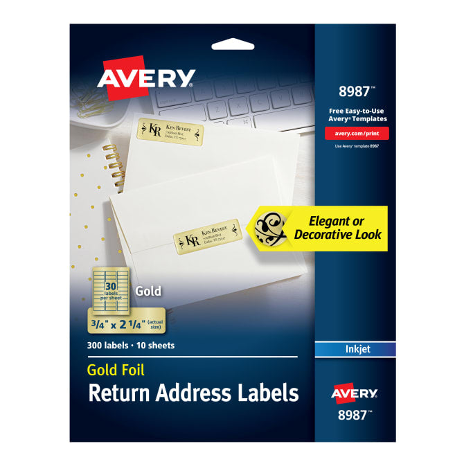 Avery® Foil Mailing Labels, Gold, 3/4
