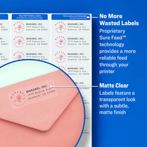 Avery® Matte Clear Return Address Labels, Sure Feed™ Technology, Inkjet, 2/3" x 1-3/4", 600 Labels (18695)