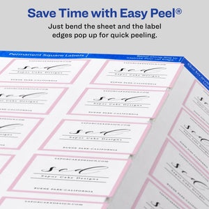 Avery® 2" x 2" Square Labels with Sure Feed, 300 Labels, Permanent Adhesive, Matte White (22806)