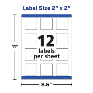 Avery® 2" x 2" Square Labels with Sure Feed, 300 Labels, Permanent Adhesive, Matte White (22806)