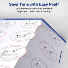 Load image into Gallery viewer, Avery® Glossy White Round Labels with Sure Feed™, 2-1/2&quot; Diameter, 90 Labels, Permanent Adhesive (22830)