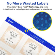 Load image into Gallery viewer, Avery® 2&quot; x 2&quot; Square Labels with Sure Feed, 120 Labels, Permanent Adhesive, Glossy Clear (22853)