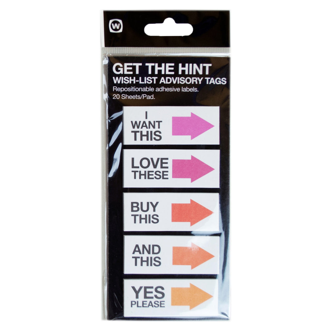 GET THE HINT WISH LIST STICKY NOTE TAGS