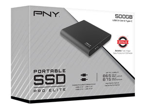 PNY Pro Elite 1TB USB 3.1 Gen 2 Type-C Portable Solid State Drive