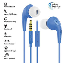 Load image into Gallery viewer, ILUV BUBBLE GUM 3 IN-EARPHONES WITH MIC-IN-EAR-WIRED-3.5MM JACK NOISE ISOLATING BLUE