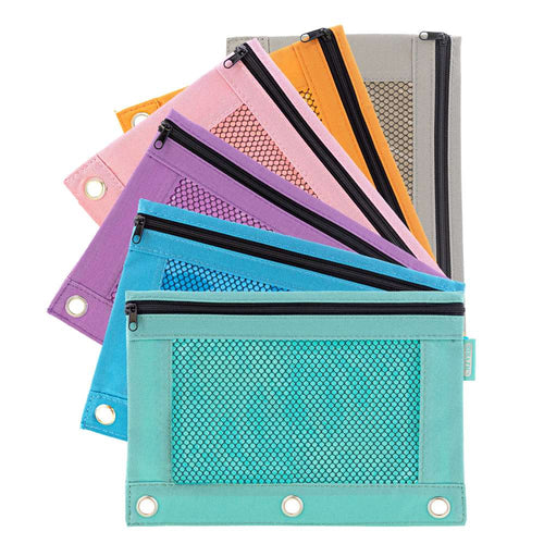 BAZIC RETRO COLOR 3-RING PENCIL POUCH W/ MESH WINDOW