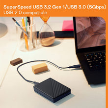 Load image into Gallery viewer, WD MY PASSPORT HARD DRIVE ENCRYPTED 1 TB EXTERNAL PORTABLE USB 3.2 GEN 256 BIT BLACK