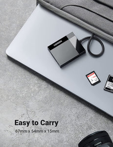 UGREEN SD Card Reader USB 3.0 Card Hub Adapter 5Gbps Read 4 Cards Simultaneously CF,CFI, TF, SDXC, SDHC, SD, MMC, Micro SDXC, Micro SD, Micro SDHC, MS, UHS-I (Black)