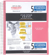 Load image into Gallery viewer, FIVE STAR NOTEBOOK W/CLEARVIEW 5 SUBJECT 100S