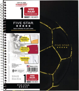 FIVE STAR SPORT WIREBOUND NOTEBOOK 1 SUBJECT 10-1/2*8 100S