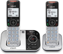Load image into Gallery viewer, VTECH VS112-2 DECT 6.0 Bluetooth 2 Handset Cordless Phone for Home with Answering Machine, Call Blocking, Caller ID, Intercom and Connect to Cell (Silver &amp; Black)
