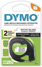 Load image into Gallery viewer, DYMO LetraTag Labeling Tape for LetraTag Label Makers, Black Print on White Paper Tape, 1/2&#39;&#39; W x 13&#39; L, 2 Rolls (10697)