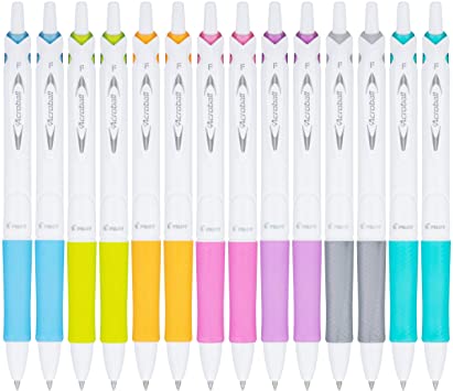 PILOT ACROBALL PUREWHITE ADVANCE INK REFILLABLE & RETRACTABLE BALL POINT PENS WITH ASSORTED ACCENTS
