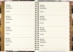 MIDNIGHT FLORAL LARGE INTERNET ADDRESS AND PASSWORD LOGBOOK