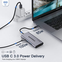 Load image into Gallery viewer, USB C Hub, QGeeM USB C to HDMI Multiport Adapter 4k, 7 in 1 USB C Dongle with 100W Power Delivery,3 USB 3.0 Ports, SD/TF Card Reader