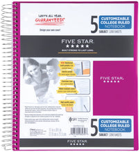 Load image into Gallery viewer, FIVE STAR NOTEBOOK W/CLEARVIEW 5 SUBJECT 100S