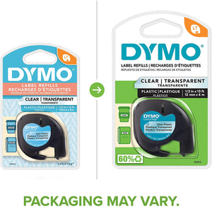 DYMO Authentic LetraTag Labeling Tape for LetraTag Label Makers, Clear  1/2'' W x 13' L, 1 roll (16952)