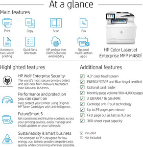 HP COLOUR LASERJET ENERPRISE MFP M480F MULTIFUNCTION PRINTER