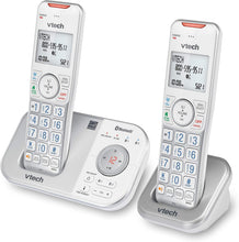 Load image into Gallery viewer, VTech VS112-27 DECT 6.0 Bluetooth 2 Handset Cordless Phone for Home with Answering Machine, Call Blocking, Caller ID, Intercom and Connect to Cell (White)