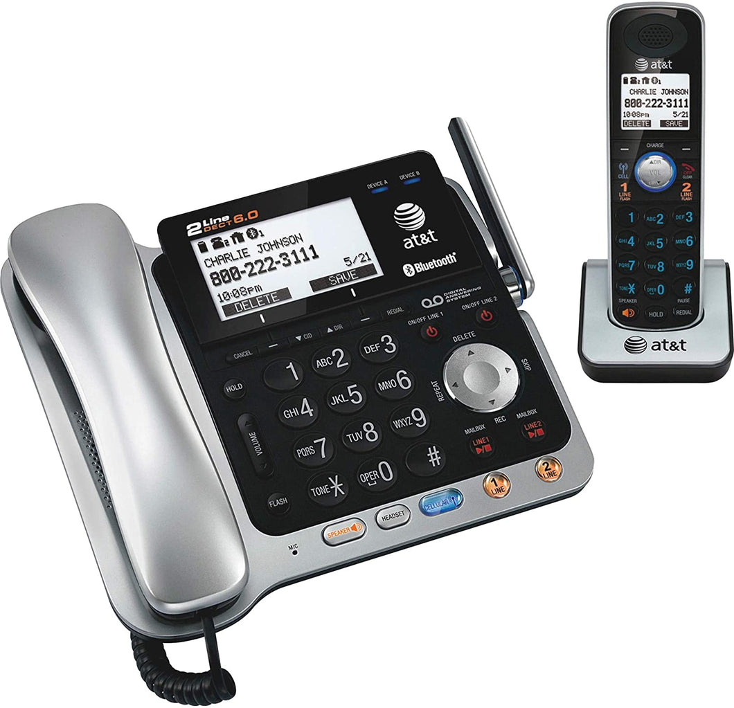 VTECH AT&T TL86109 CORDLESS PHONE WITH ANSWERING MACHINE - 2 X PHONE LINE - ANSWERING MACHINE - BACKLIGHT DECT 6.0,CID, ITAD