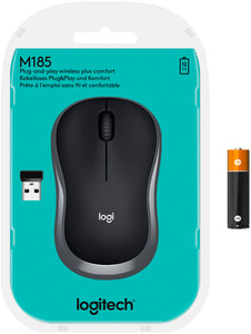 Logitech - M185 Wireless Optical Ambidextrous Mouse - Swift Gray