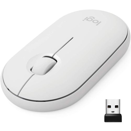 LOGITECH PEBBLE M350-MOUSE-OPTICAL WIRELESS-BLUETOOTH 2.4GHZ USB WIRELESS RECEIVER-WHITE