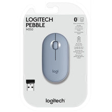 Load image into Gallery viewer, LOGITECH PEBBLE M350 MOUSE OPTICAL WIRELESS BLUETOOTH 2.4GHZ USB WIRELESS RECEIVER BLUE GRAY