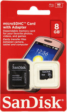 Load image into Gallery viewer, SANDISK MICROSD 8GB CLASS 4 WITH SD ADAPTER SDHC CARD