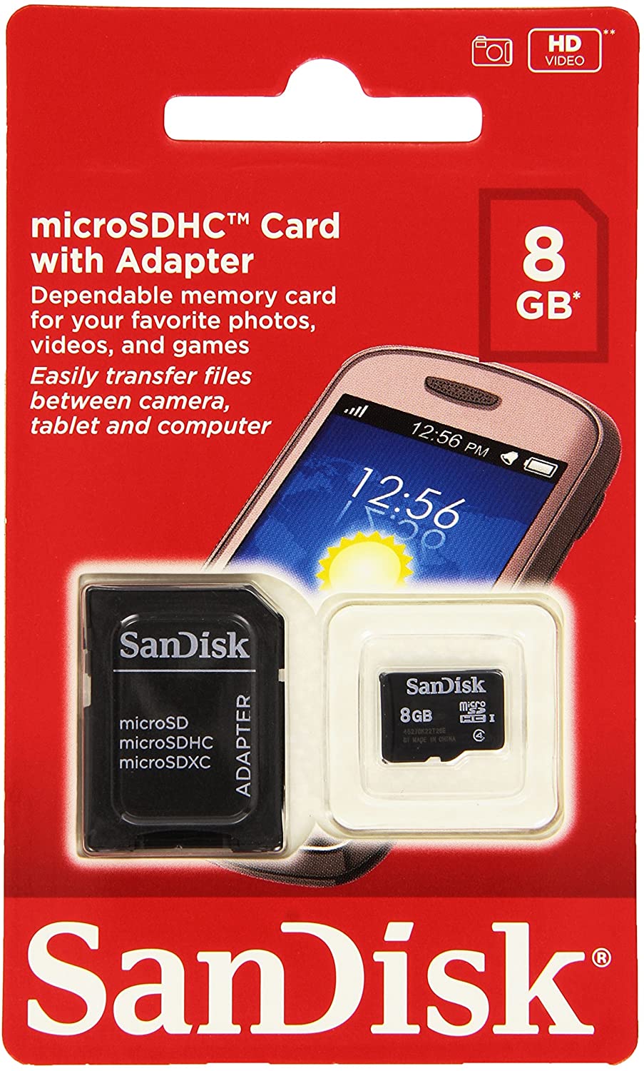 SANDISK MICROSD 8GB CLASS 4 WITH SD ADAPTER SDHC CARD